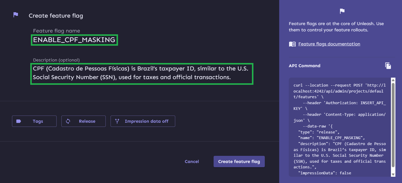 create flag data